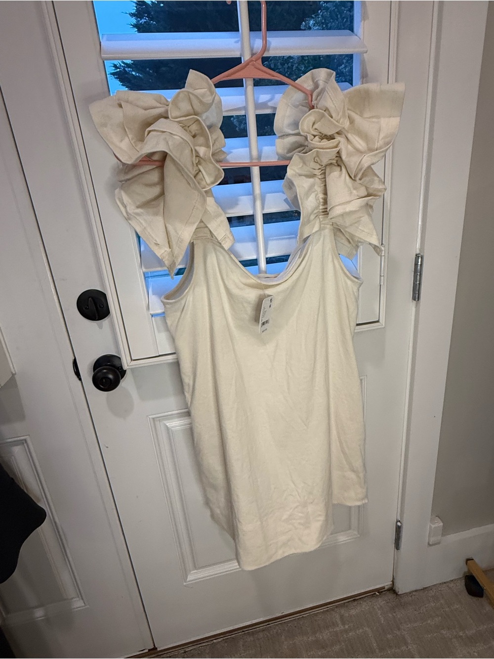 Free People Cream Ruffle-Shoulder Mini Dress - Picture 10 of 12